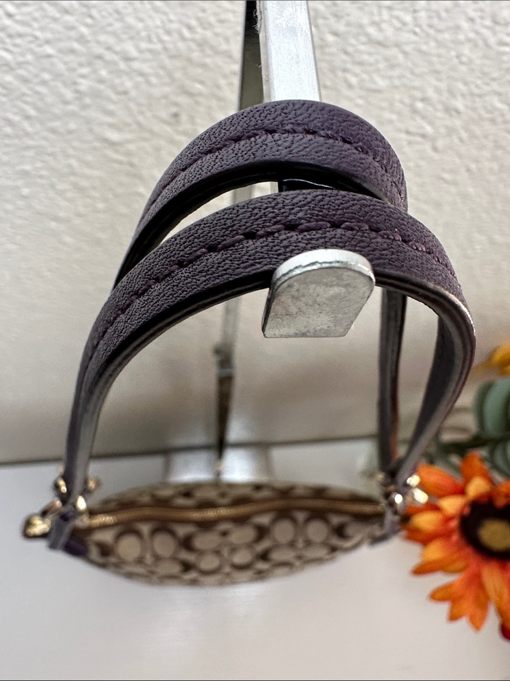 Coach Signature Canvas Shoulder Bag in Brown and Purple - Picture 4 of 13